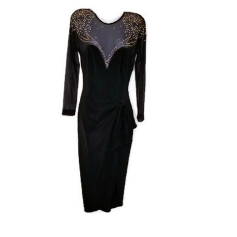 Tadashi Shoji for Cache Sarong formal black Vintage dress